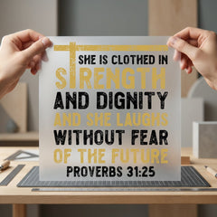 Proverbs Strength Dignity Faith-based Christian Faith Ready to Press DTF Transfer for Dtf