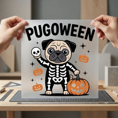 Pugoween Skeleton Pug Halloween Halloween Mom Ready to Press DTF Transfer for Dtf