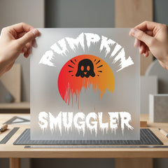 Pumpkin Smuggler Ghost Spooky Halloween Funny Ready to Press DTF Transfer for Dtf