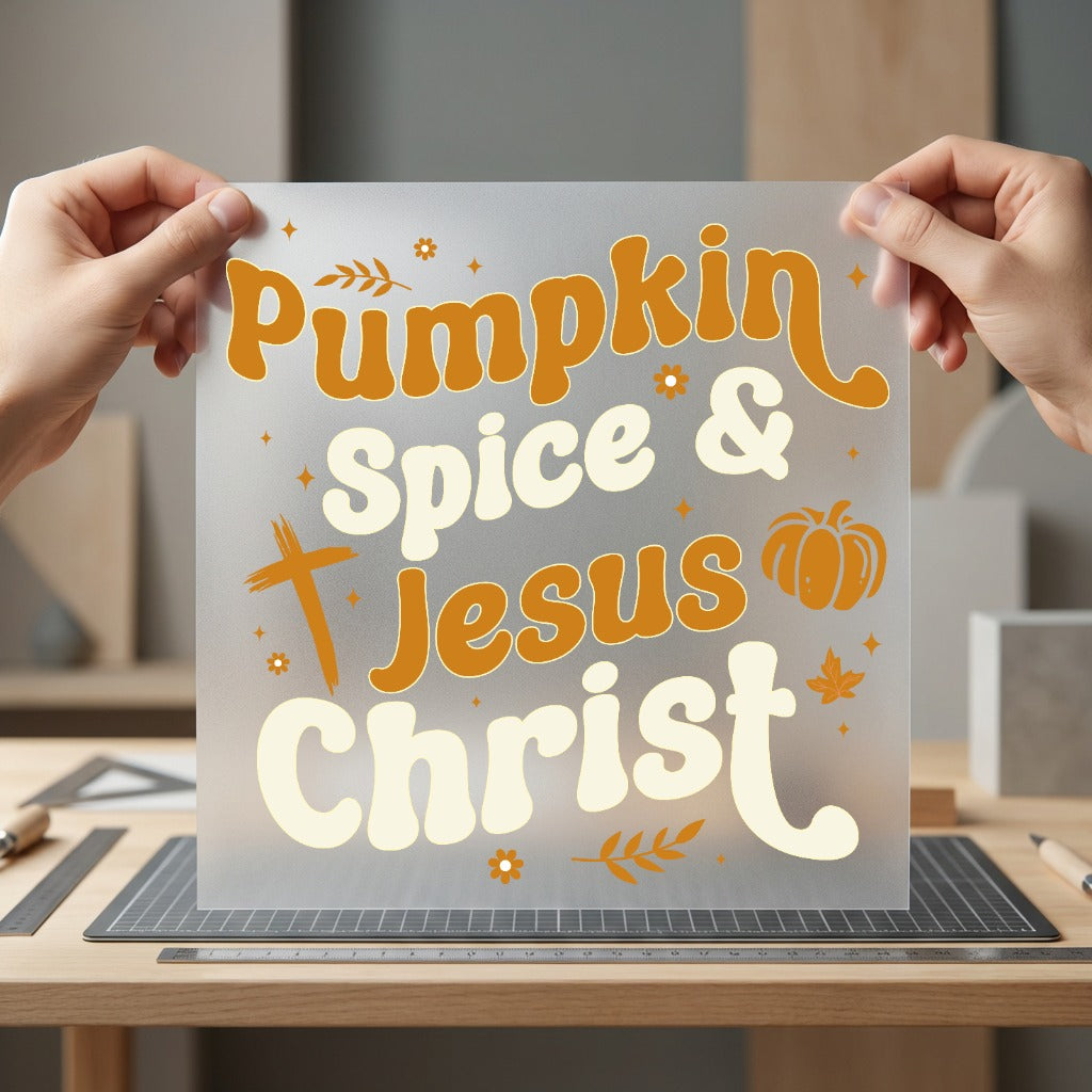 Pumpkin Spice Jesus Christ Christian Faith Ready to Press DTF Transfer for Dtf