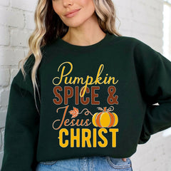 Pumpkin Spice & Jesus Christ | Fall Faith & Comfort Sweatshirt - Luckets.com