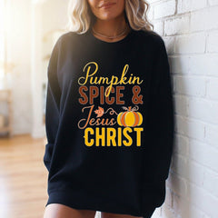 Pumpkin Spice & Jesus Christ | Fall Faith & Comfort Sweatshirt - Luckets.com