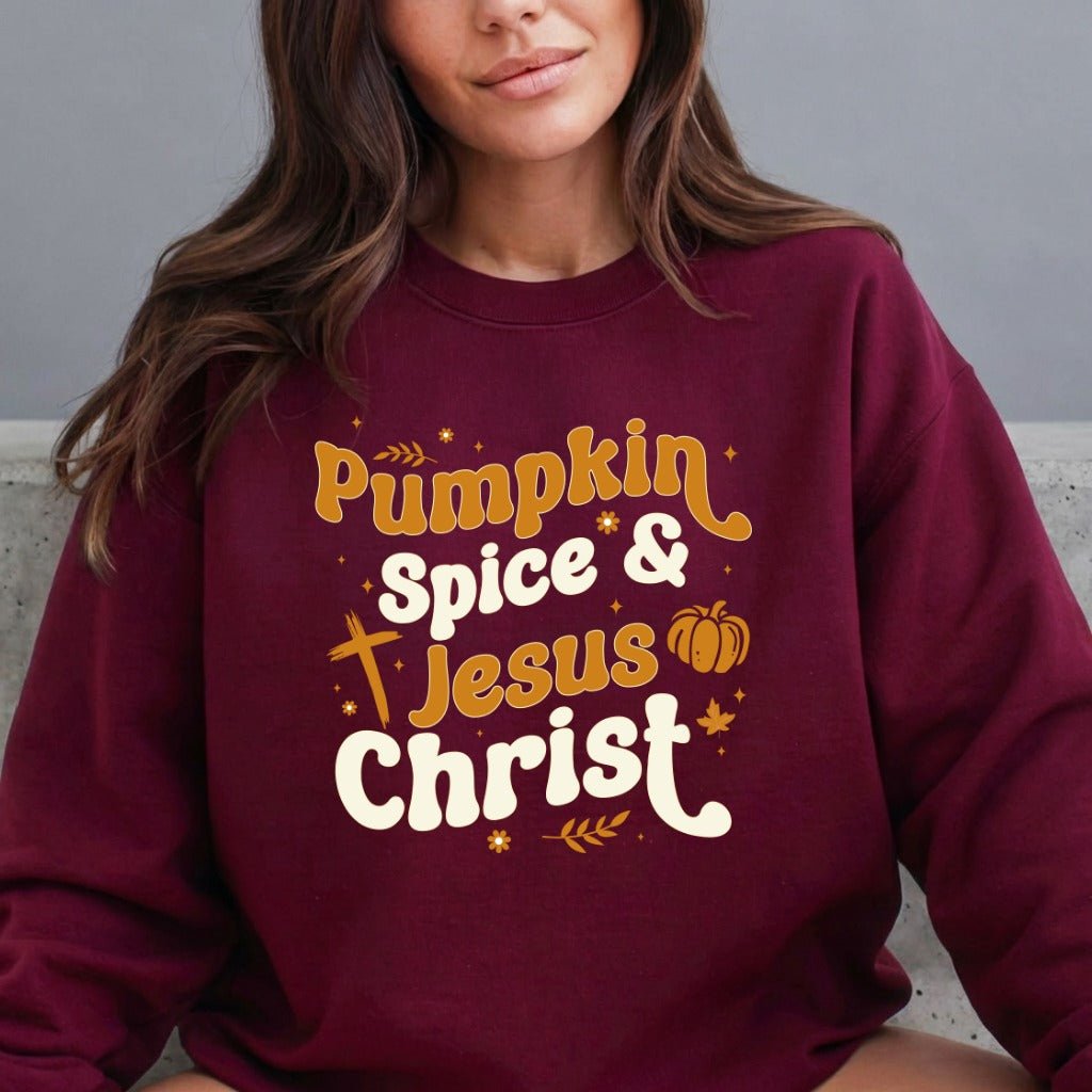 Pumpkin Spice & Jesus Christ | Fall Faith Sweatshirt - Luckets.com