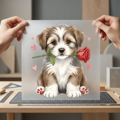 Puppy Rose Valentine Diy Valentine Mom Ready to Press DTF Transfer for Dtf