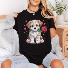 Puppy Rose Valentine Diy Valentine Ready to Press DTF Transfer for Dtf