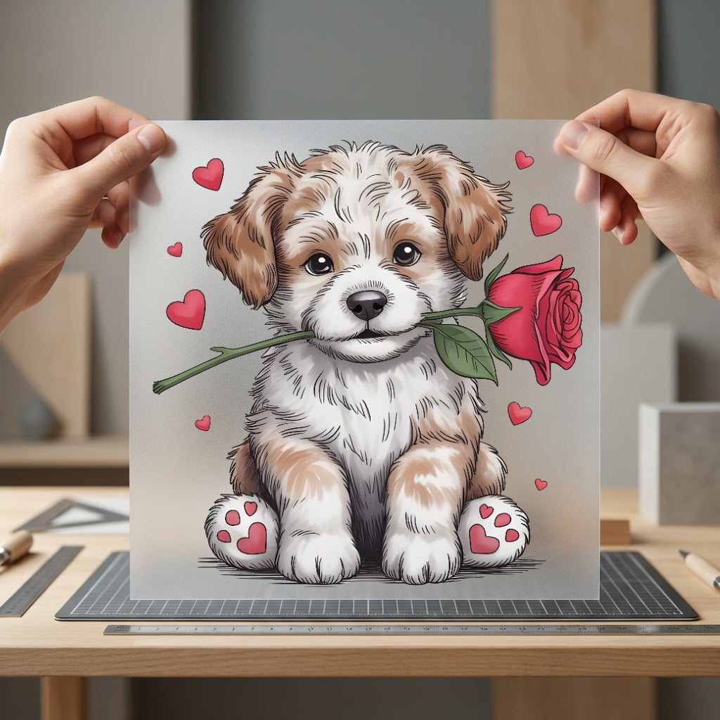 Puppy Rose Valentine Diy Valentine Ready to Press DTF Transfer for Dtf