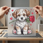 Puppy Rose Valentine Diy Valentine Ready to Press DTF Transfer for Dtf