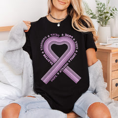 Purple Ribbon Awareness Hope Vintage Retro Ready to Press DTF Transfer for Dtf