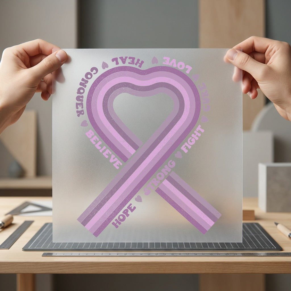 Purple Ribbon Awareness Hope Vintage Retro Ready to Press DTF Transfer for Dtf