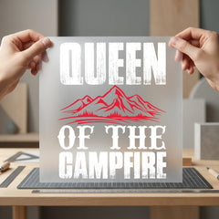 Queen Campfire Camp Life Mom Camping Ready to Press DTF Transfer for Dtf