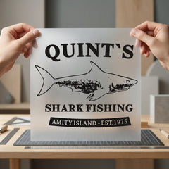 Quint Shark Fishing Retro Vintage Retro Ready to Press DTF Transfer for Dtf