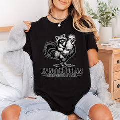 Raccoon Riding Rooster Funny Funny Sarcastic Ready to Press DTF Transfer for Dtf