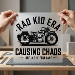 Rad Kid Era Motorcycle Vintage Retro Ready to Press DTF Transfer for Dtf