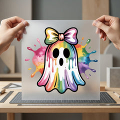 Rainbow Ghost Bow Spooky Halloween Aesthetic Ready to Press DTF Transfer for Dtf