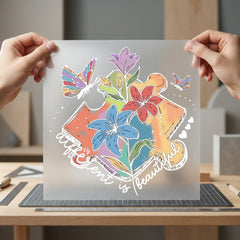 Rainbow Puzzle Piece Flowers Floral Butterfly Ready to Press DTF Transfer for Dtf