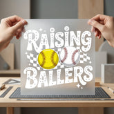 Raising Ballers Baseball Softball Mom Retro Ready to Press DTF Transfer for Dtf