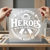 Real Heroes Wear Ribbons Vintage Retro Ready to Press DTF Transfer for Dtf