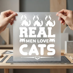 Real Men Love Cats Mom Dad Ready to Press DTF Transfer for Dtf