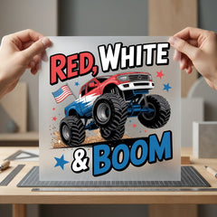 Red White Boom Monster 4th Of July Patriotic Ready to Press DTF Transfer for Dtf