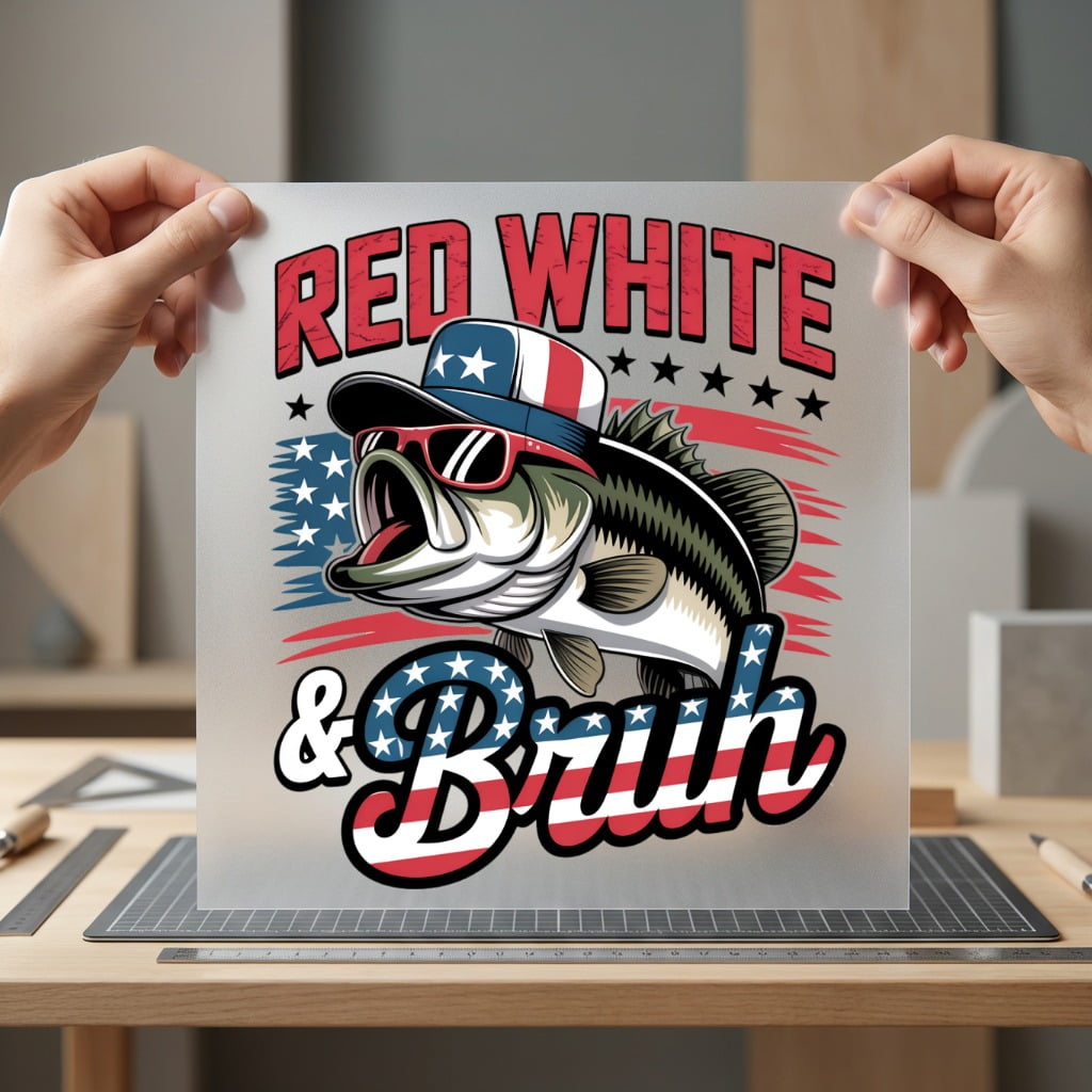 Red White Bruh Fishing 4th Of July Patriotic Ready to Press DTF Transfer for Dtf