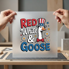 Red White Goose Patriotic 4th Of July Patriotic Ready to Press DTF Transfer for Dtf
