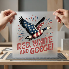 Red White Goose Patriotic 4th Of July Patriotic Ready to Press DTF Transfer for Dtf