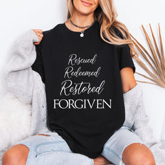 Rescued Redeemed Forgiven | Graceful Identity Tee - Luckets.com