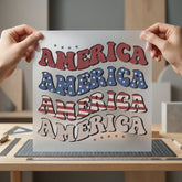 Retro America Waves Patriotic 4th Of July Patriotic Ready to Press DTF Transfer for Dtf
