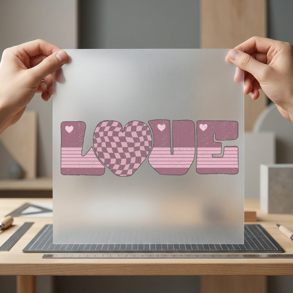 Retro Checkered Love Heart Valentine Vintage Ready to Press DTF Transfer for Dtf