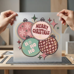 Retro Christmas Ornaments Holiday Christmas Vintage Ready to Press DTF Transfer for Dtf