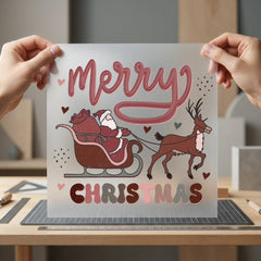 Retro Christmas Santa Sleigh Christmas Vintage Ready to Press DTF Transfer for Dtf