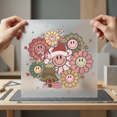 Retro Christmas Smiley Flowers Christmas Vintage Ready to Press DTF Transfer for Dtf