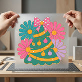 Retro Christmas Tree Flowers Christmas Retro Ready to Press DTF Transfer for Dtf
