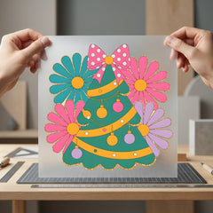Retro Christmas Tree Flowers Christmas Retro Ready to Press DTF Transfer for Dtf