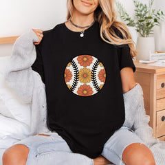 Retro Daisy Baseball Groovy Retro Floral Ready to Press DTF Transfer for Dtf