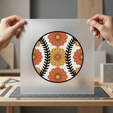 Retro Daisy Baseball Groovy Retro Floral Ready to Press DTF Transfer for Dtf
