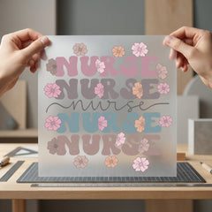 Retro Floral Nurse Diy Nurse Vintage Ready to Press DTF Transfer for Dtf