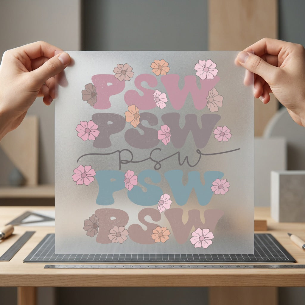 Retro Floral Psw Stack Vintage Retro Ready to Press DTF Transfer for Dtf