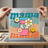 Retro Mama Coffee Groovy Mom Retro Ready to Press DTF Transfer for Dtf