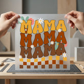 Retro Mama Daisy Checkerboard Mom Mama Ready to Press DTF Transfer for Dtf