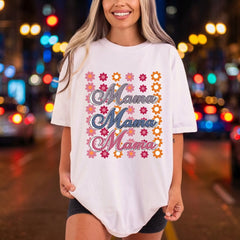 Retro Mama Floral Groovy Mom Retro Ready to Press DTF Transfer for Dtf