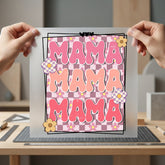 Retro Mama Groovy Checkerboard Mom Mama Ready to Press DTF Transfer for Dtf