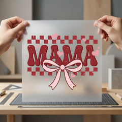 Retro Mama Pink Bow Valentine Mom Ready to Press DTF Transfer for Dtf