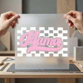 Retro Mama Pink Checkerboard Mom Retro Ready to Press DTF Transfer for Dtf