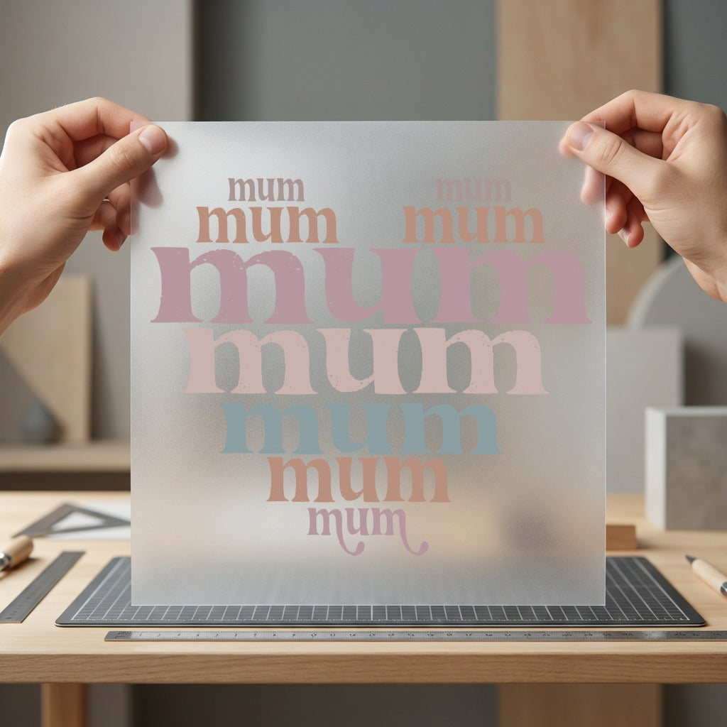 Retro Mum Repeating Heart Mom Vintage Ready to Press DTF Transfer for Dtf