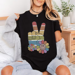 Retro Peace Sign Smiley Vintage Retro Ready to Press DTF Transfer for Dtf