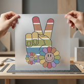 Retro Peace Sign Smiley Vintage Retro Ready to Press DTF Transfer for Dtf