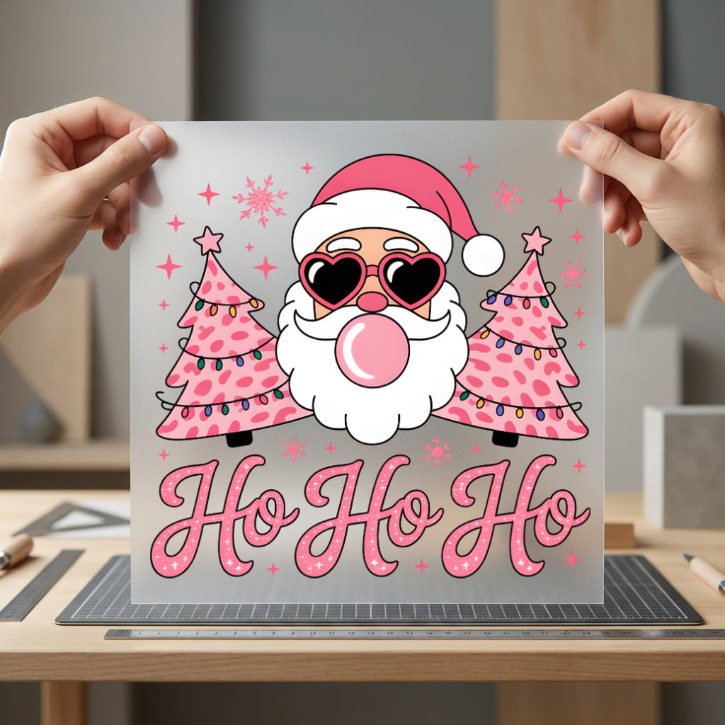 Retro Pink Santa Christmas Christmas Retro Ready to Press DTF Transfer for Dtf