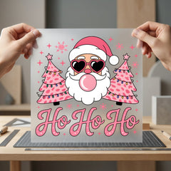 Retro Pink Santa Christmas Christmas Retro Ready to Press DTF Transfer for Dtf
