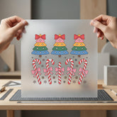 Retro Rainbow Christmas Trees Christmas Retro Ready to Press DTF Transfer for Dtf